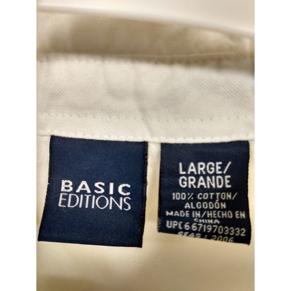 Basic Editions Collared Button Up Girls Large White Short Sleeve Dress Shirt - Picture 4 of 12